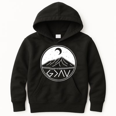 God Is Greater Than High And Lows Mountain Camping Kids Hoodie