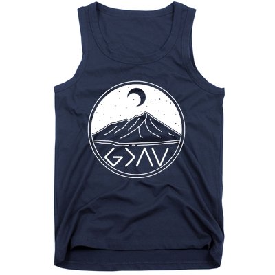 God Is Greater Than High And Lows Mountain Camping Tank Top