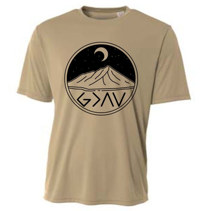 God Is Greater Than High And Lows Mountain Camping Cooling Performance Crew T-Shirt