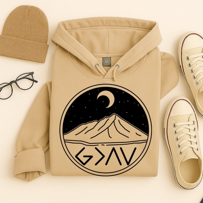 God Is Greater Than High And Lows Mountain Camping Hoodie