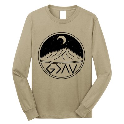 God Is Greater Than High And Lows Mountain Camping Long Sleeve Shirt