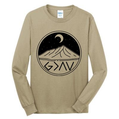 God Is Greater Than High And Lows Mountain Camping Tall Long Sleeve T-Shirt