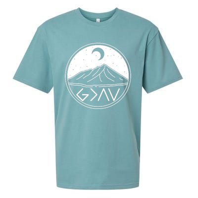 God Is Greater Than High And Lows Mountain Camping Sueded Cloud Jersey T-Shirt