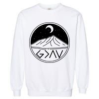 God Is Greater Than High And Lows Mountain Camping Garment-Dyed Sweatshirt