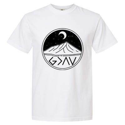 God Is Greater Than High And Lows Mountain Camping Garment-Dyed Heavyweight T-Shirt