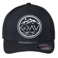 God Is Greater Than The High And Lows Graphic Inspirational Christian Mountain Flexfit Unipanel Trucker Cap