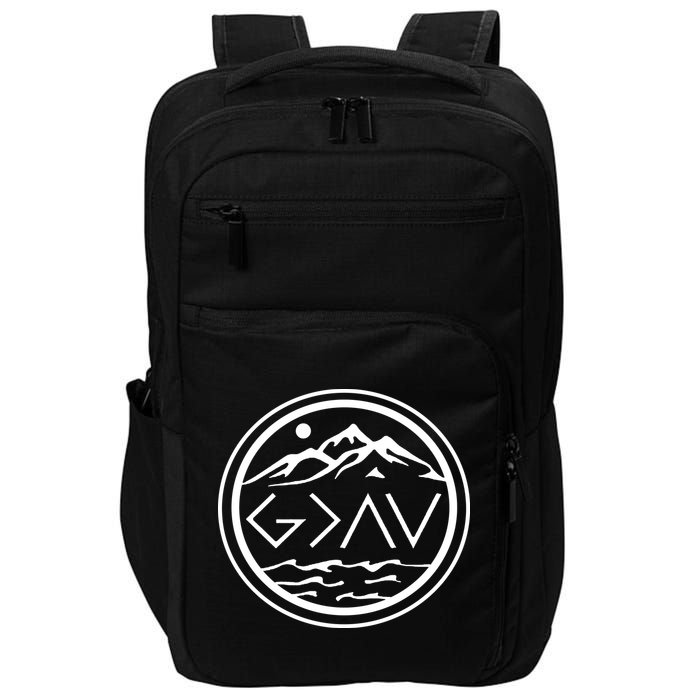 God Is Greater Than The High And Lows Graphic Inspirational Christian Mountain Impact Tech Backpack