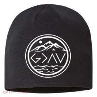 God Is Greater Than The High And Lows Graphic Inspirational Christian Mountain Sustainable Beanie