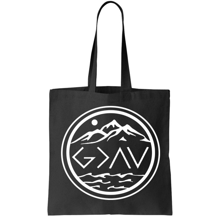 God Is Greater Than The High And Lows Graphic Inspirational Christian Mountain Bag