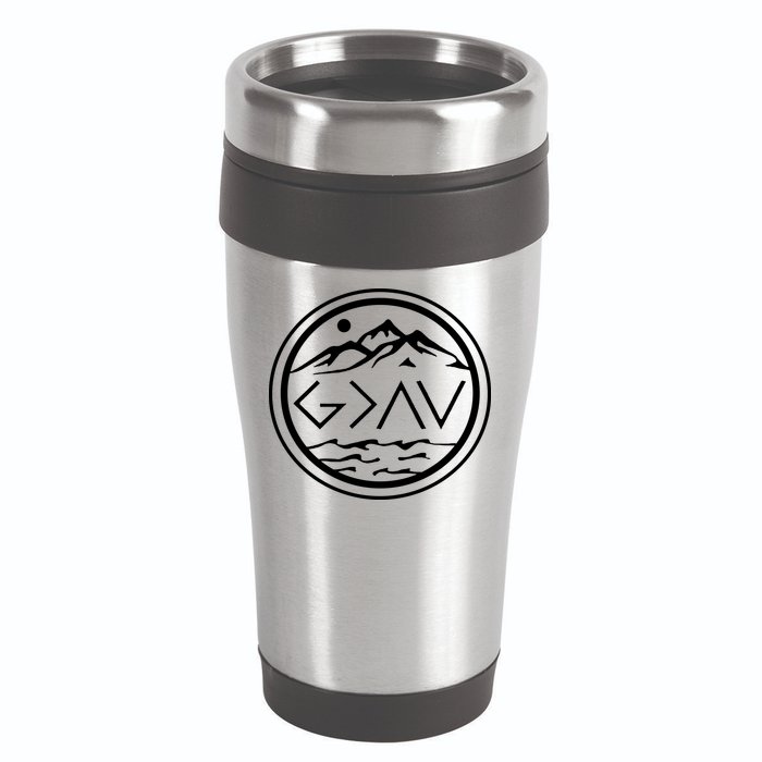 God Is Greater Than The High And Lows Graphic Inspirational Christian Mountain 16oz Travel Tumbler