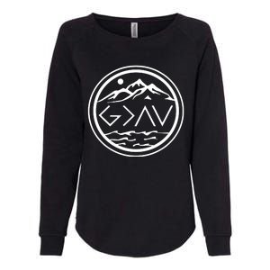 God Is Greater Than The High And Lows Graphic Inspirational Christian Mountain Womens California Wash Sweatshirt