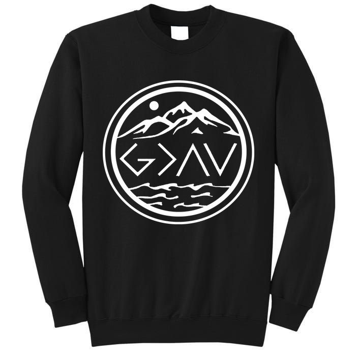 God Is Greater Than The High And Lows Graphic Inspirational Christian Mountain Tall Sweatshirt