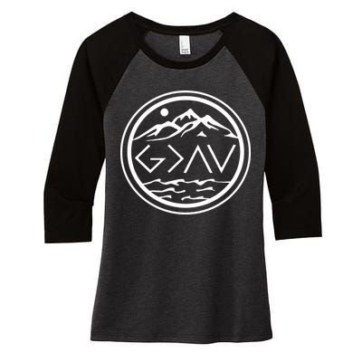 God Is Greater Than The High And Lows Graphic Inspirational Christian Mountain Women's Tri-Blend 3/4-Sleeve Raglan Shirt