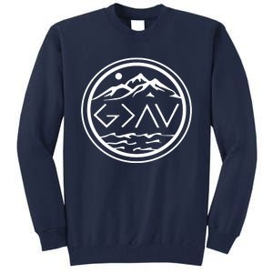 God Is Greater Than The High And Lows Graphic Inspirational Christian Mountain Tall Sweatshirt