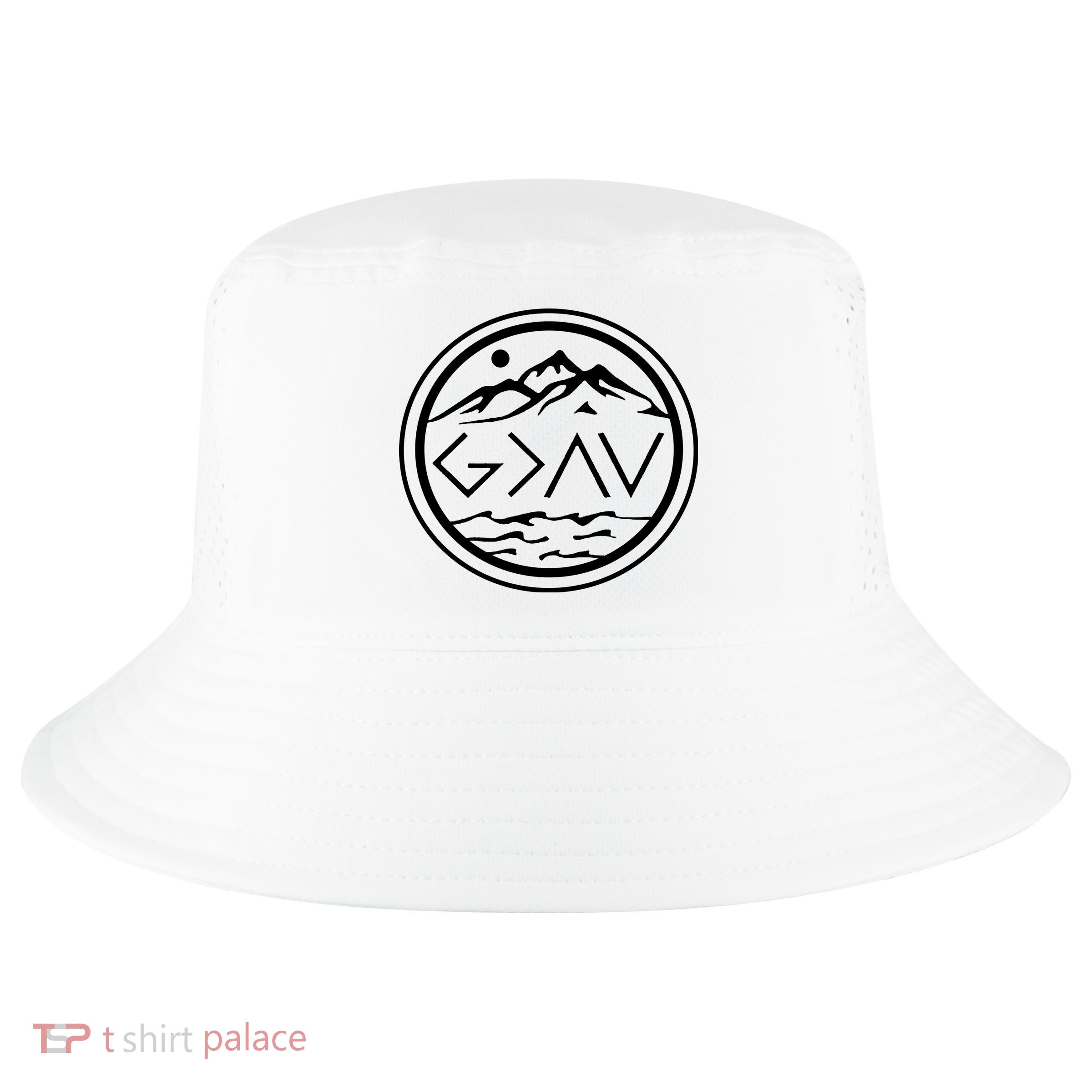 God Is Greater Than The High And Lows Graphic Inspirational Christian Mountain Cool Comfort Performance Bucket Hat
