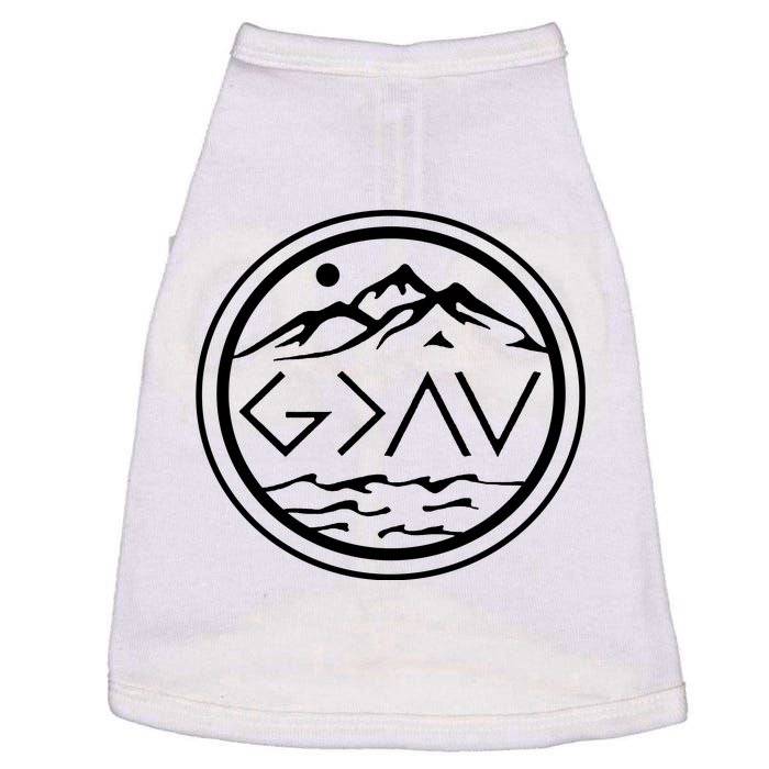 God Is Greater Than The High And Lows Graphic Inspirational Christian Mountain Doggie Tank