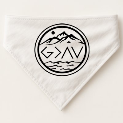 God Is Greater Than The High And Lows Graphic Inspirational Christian Mountain USA-Made Doggie Bandana