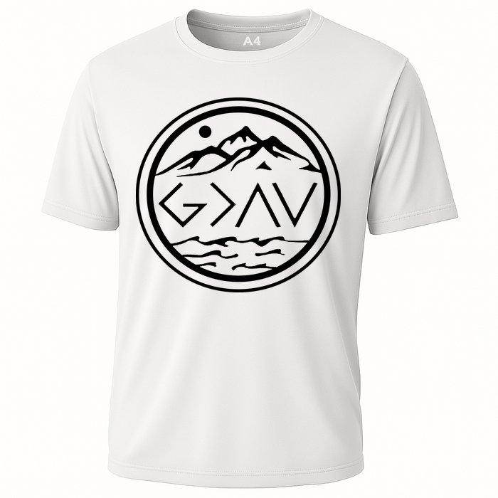 God Is Greater Than The High And Lows Graphic Inspirational Christian Mountain Performance Shirt