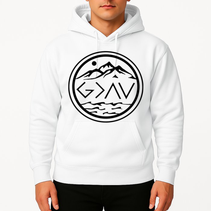 God Is Greater Than The High And Lows Graphic Inspirational Christian Mountain Hoodie