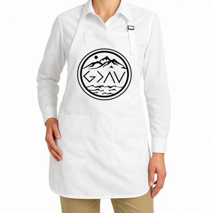 God Is Greater Than The High And Lows Graphic Inspirational Christian Mountain Full-Length Apron With Pockets