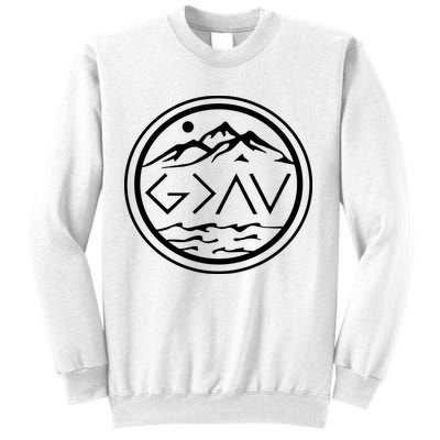 God Is Greater Than The High And Lows Graphic Inspirational Christian Mountain Sweatshirt