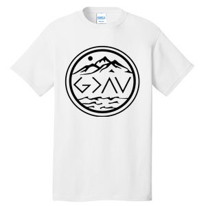 God Is Greater Than The High And Lows Graphic Inspirational Christian Mountain Tall T-Shirt