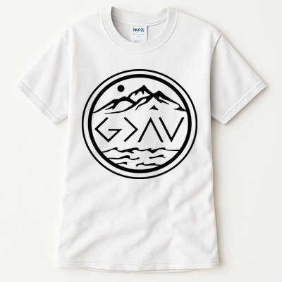 God Is Greater Than The High And Lows Graphic Inspirational Christian Mountain Tall T-Shirt