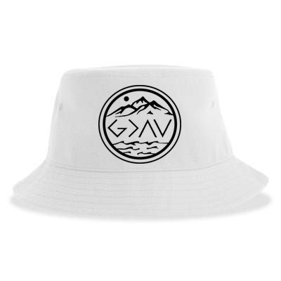God Is Greater Than The High And Lows Graphic Inspirational Christian Mountain Sustainable Bucket Hat