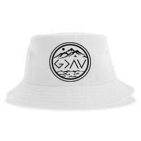 God Is Greater Than The High And Lows Graphic Inspirational Christian Mountain Sustainable Bucket Hat