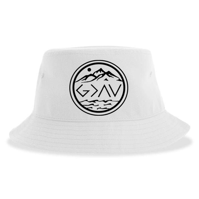 God Is Greater Than The High And Lows Graphic Inspirational Christian Mountain Sustainable Bucket Hat