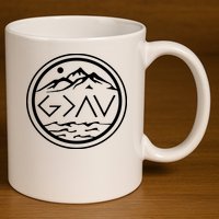 God Is Greater Than The High And Lows Graphic Inspirational Christian Mountain 11oz C Handle Ceramic Mug