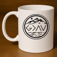 God Is Greater Than The High And Lows Graphic Inspirational Christian Mountain 11oz C Handle Ceramic Mug