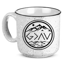 God Is Greater Than The High And Lows Graphic Inspirational Christian Mountain 15oz Campfire Ceramic Mug