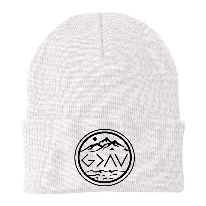 God Is Greater Than The High And Lows Graphic Inspirational Christian Mountain Beanie