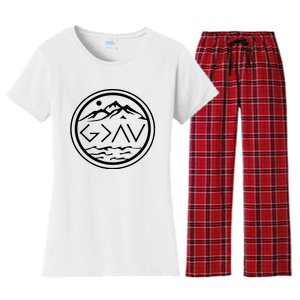 God Is Greater Than The High And Lows Graphic Inspirational Christian Mountain Women's Flannel Pajama Set