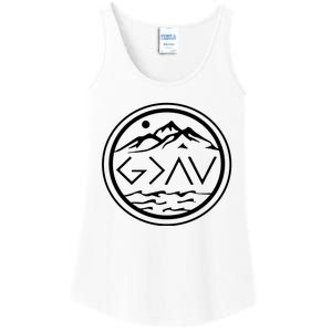 God Is Greater Than The High And Lows Graphic Inspirational Christian Mountain Ladies Essential Tank