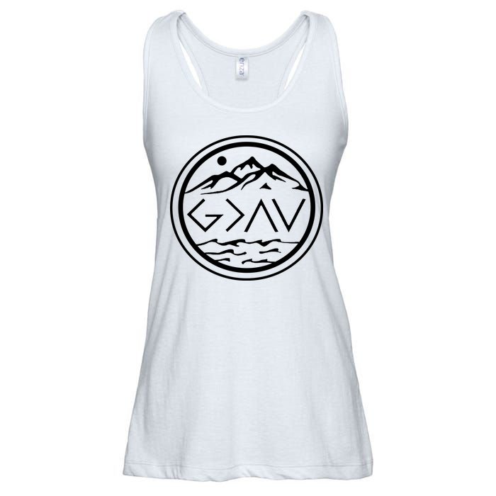 God Is Greater Than The High And Lows Graphic Inspirational Christian Mountain Ladies Essential Flowy Tank