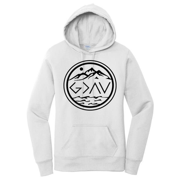 God Is Greater Than The High And Lows Graphic Inspirational Christian Mountain Women's Pullover Hoodie