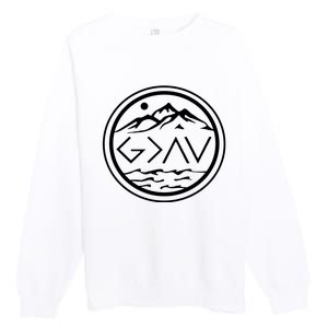 God Is Greater Than The High And Lows Graphic Inspirational Christian Mountain Premium Crewneck Sweatshirt