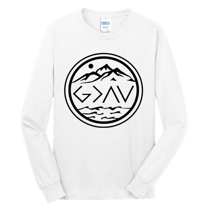 God Is Greater Than The High And Lows Graphic Inspirational Christian Mountain Tall Long Sleeve T-Shirt