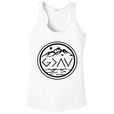 God Is Greater Than The High And Lows Graphic Inspirational Christian Mountain Ladies PosiCharge Competitor Racerback Tank