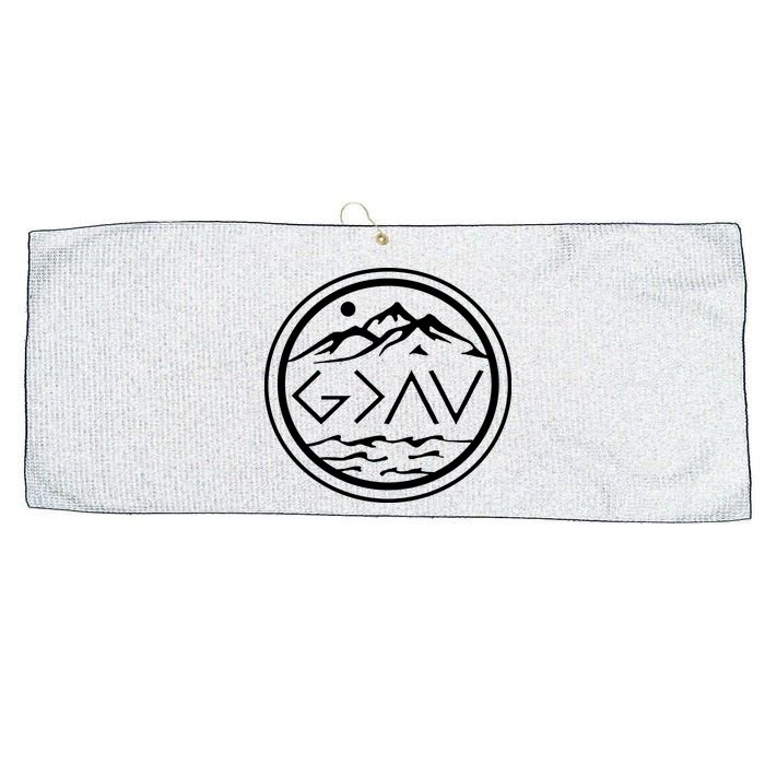 God Is Greater Than The High And Lows Graphic Inspirational Christian Mountain Large Microfiber Waffle Golf Towel