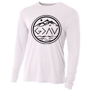 God Is Greater Than The High And Lows Graphic Inspirational Christian Mountain Cooling Performance Long Sleeve Crew