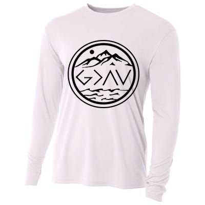 God Is Greater Than The High And Lows Graphic Inspirational Christian Mountain Cooling Performance Long Sleeve Crew
