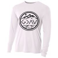 God Is Greater Than The High And Lows Graphic Inspirational Christian Mountain Cooling Performance Long Sleeve Crew