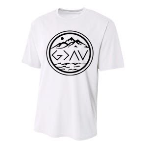 God Is Greater Than The High And Lows Graphic Inspirational Christian Mountain Performance Sprint T-Shirt