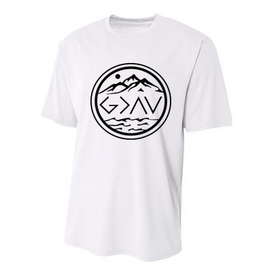God Is Greater Than The High And Lows Graphic Inspirational Christian Mountain Youth Performance Sprint T-Shirt