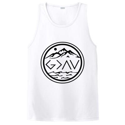 God Is Greater Than The High And Lows Graphic Inspirational Christian Mountain PosiCharge Competitor Tank