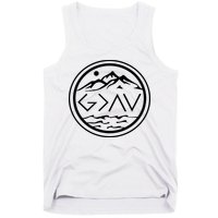 God Is Greater Than The High And Lows Graphic Inspirational Christian Mountain Tank Top