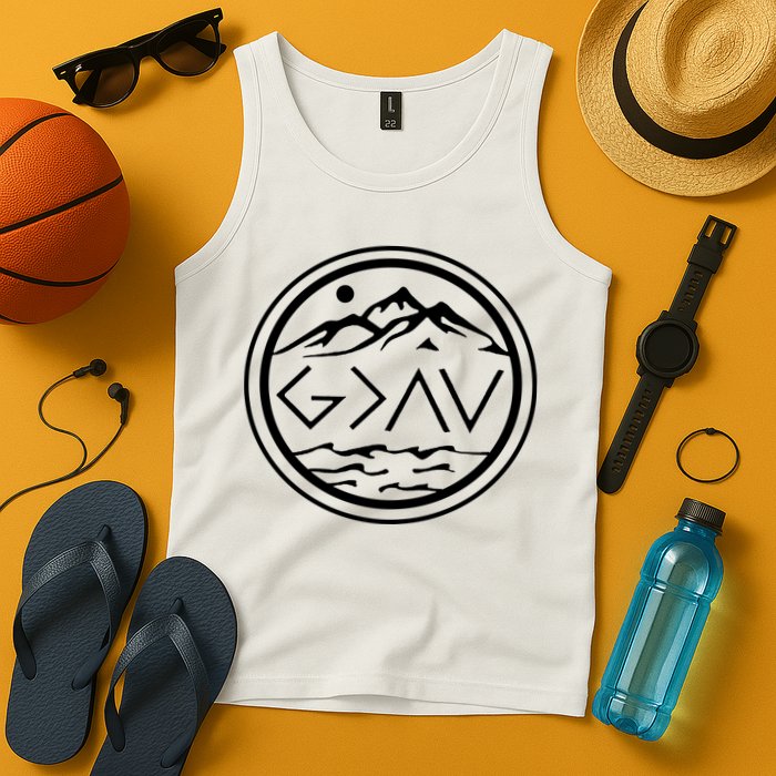 God Is Greater Than The High And Lows Graphic Inspirational Christian Mountain Tank Top